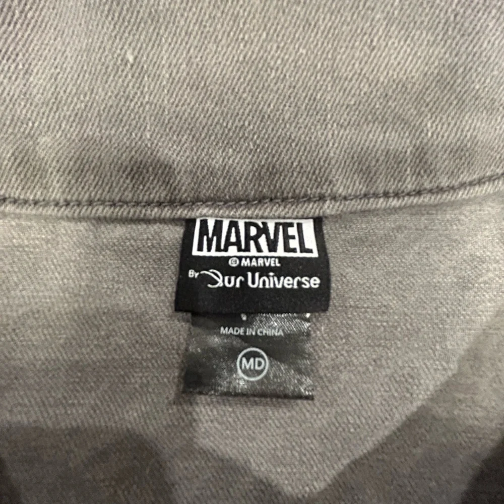 Marvel Logo‎ Patterned Gray Shacket Jacket for Men Medium